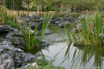 Lake and Waterfall in Lingnan Garden, Hong Kong 27 Dec 2004