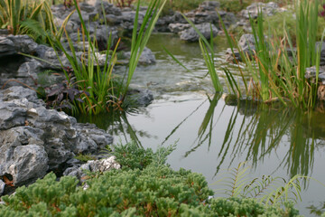 Lake and Waterfall in Lingnan Garden, Hong Kong 27 Dec 2004