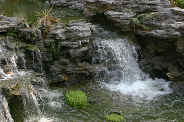 Water pond and waterfall in garden, Lingnan Garden 27 Dec 2004