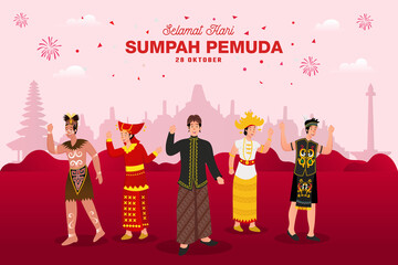 vector illustration. selamat hari Sumpah pemuda. Translation: Happy Indonesian Youth Pledge