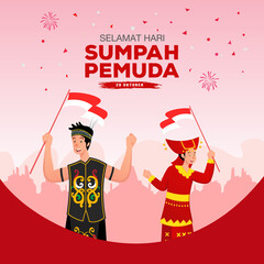 vector illustration. selamat hari Sumpah pemuda. Translation: Happy Indonesian Youth Pledge