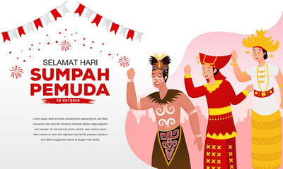 vector illustration. selamat hari Sumpah pemuda. Translation: Happy Indonesian Youth Pledge