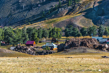 Fototapeta premium Mountain landscape. Surroundings of the village of Chagan-Uzun, Kosh-Agachsky district of the Altai Republic, Russia