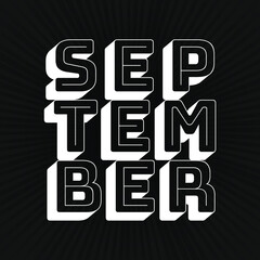 typography lettering september text calendar event autumn event t-shirt design negative space