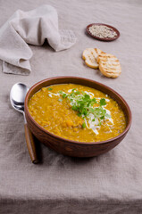 Thick soup with lentils and vegetables