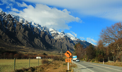 Breathtaking landscape view during road trip at New Zealand.