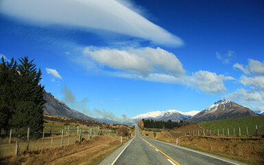 Breathtaking landscape view during road trip at New Zealand.