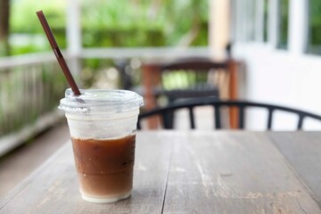 Iced cappuccino in a plastic take-out cup