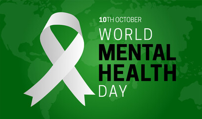 World Mental Health Day Green Background Illustration