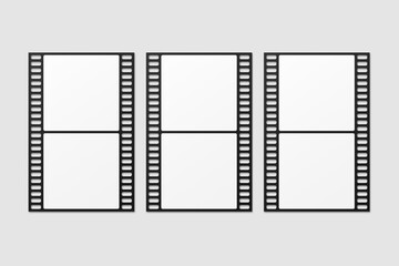 Black Film Strip For Photo Mockup. 3D Render.