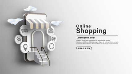 Online Shopping 3d illustration.