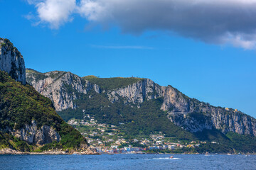 Fototapeta na wymiar The Italian island of Capri in the Gulf of Naples, one of the most famous resorts in the world. Known as a holiday destination for wealthy people since the time of the Roman Empire