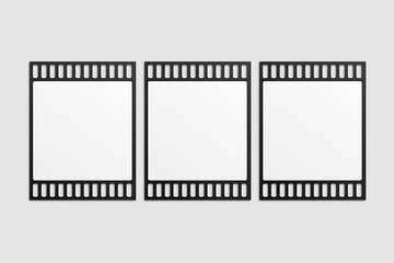 Black Film Strip For Photo Mockup. 3D Render.