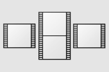 Black Film Strip For Photo Mockup. 3D Render.