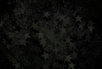 Dark Gray vector background with beautiful snowflakes, stars.