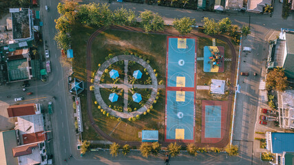 Top-down aerial view of a park in the Phillipines