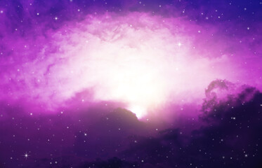 Purple night sky with stars.