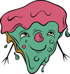 illustration of a face of a pizza