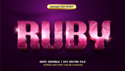 Ruby Glossy Marble luxury 3d editable text effect style template