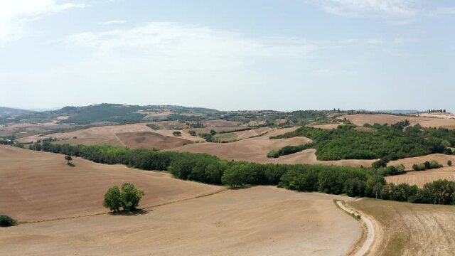 The countryside of beautiful Tuscany, Italy, aerial view.