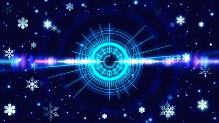 雪の結晶とサイバーテクノロジーデザイン　3DCG　壁紙