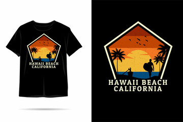 Hawaii beach silhouette t shirt design