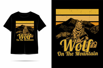 Wolf on the mountain silhouette t shirt design