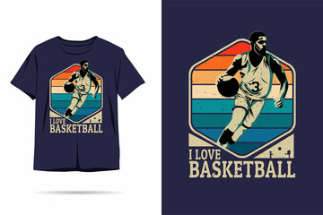 I love basketball silhouette t shirt design