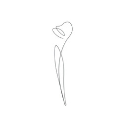 Flower silhouette line drawing vector illustration