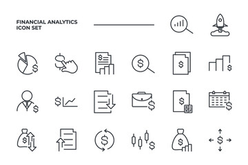 Financial Analytics set icon, isolated Financial Analytics set sign icon, vector illustration