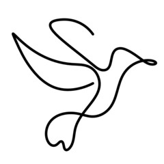 Silhouette of abstract birds in line on white