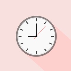 clock icon design vector office clock icon with shadow nine o'clock on a pink background