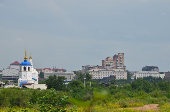 A panorama with buildings and church (zoomed)