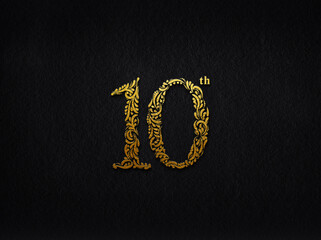 Luxury or Elegant golden metal number, 10 ten.