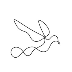 Obraz premium Silhouette of abstract birds in line on white