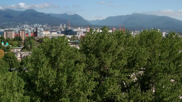 Magnificent Landscape In Strathcona Park, Downtown Eastside, and Port of Vancouver - aerial shot