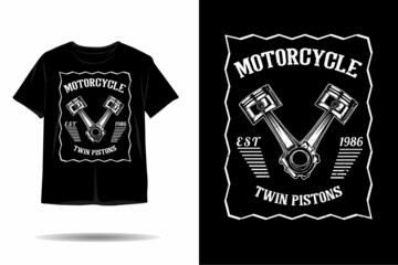 Motorcycle twin pistons silhouette t shirt design