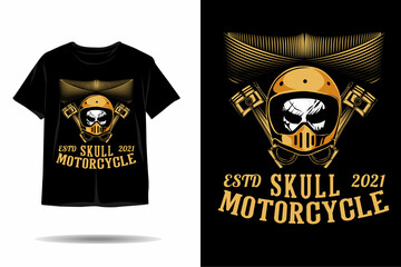 Fototapeta premium Skull vintage helmet silhouette t shirt design