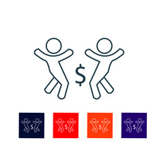 Business coworker Thin Line Icon stock illustration. The icon is associated with    Two Business People Jumping For Joy. 