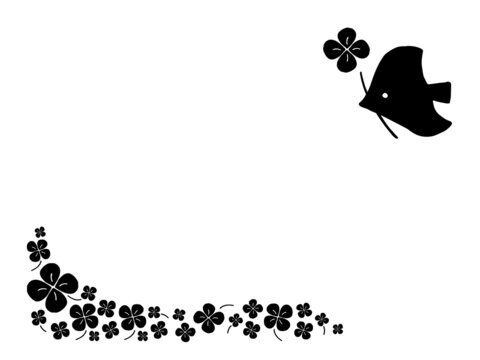 かわいい鳥とクローバーのフレーム 手書きイラスト Stock Vector Adobe Stock