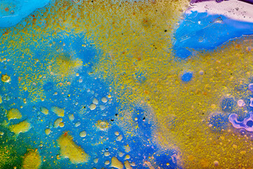 oil paint abstract figure sketch of bright colors on the canvas of a textured background