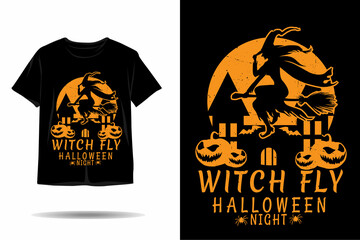 Witch fly halloween silhouette t shirt design
