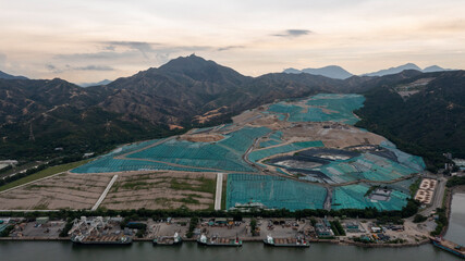 Fototapeta premium 2021 Aug 18,Hong Kong.The West New Territories Landfill (WENT) is one of the three strategic landfills in Hong Kong, located in the northwestern part of Tuen Mun District, New Territories.