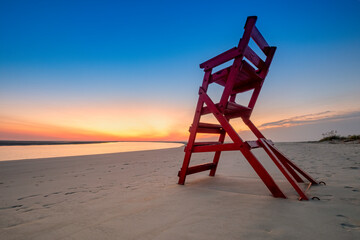 Lifeguard Chair, Sunrise at Gould's Inlet Beach, St Simons Island, GA