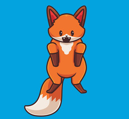 Fototapeta premium cute fox jumping. isolated cartoon animal nature concept illustration. Flat Style suitable for Sticker Icon Design Premium Logo vector. Mascot Character