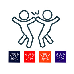 Business coworker Thin Line Icon stock illustration, The icon is associated Two Business People Giving Each Other a High Five.