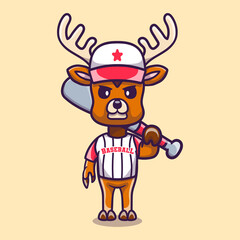 Fototapeta premium cute deer with baseball bat