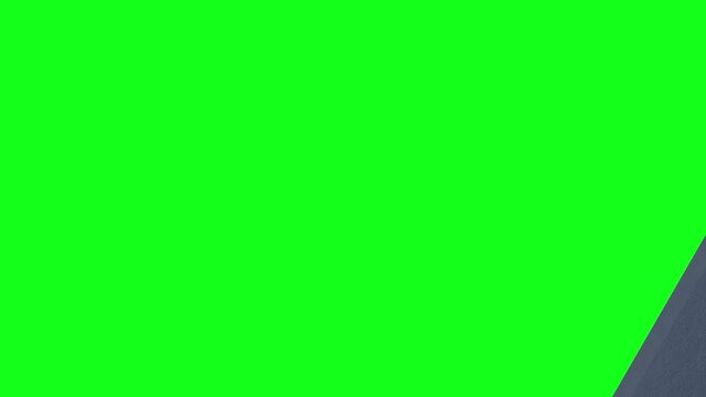 Automatic transition from sliding gate diagonal opening to green screen chroma key background. Geometric style. 3d animation