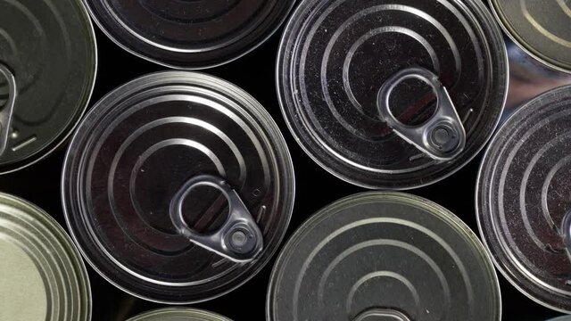 Cans of food spinning