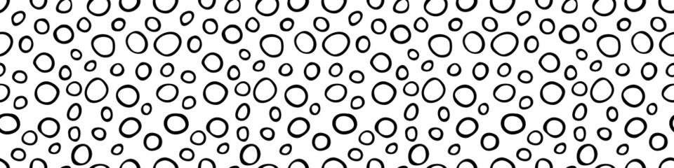 Spotty abstract vector seamless pattern. Random rings, dots, circles, spots, stains, bubbles, stones. Design for fabric, funny cute print. Irregular random texture. Repetitive graphic background